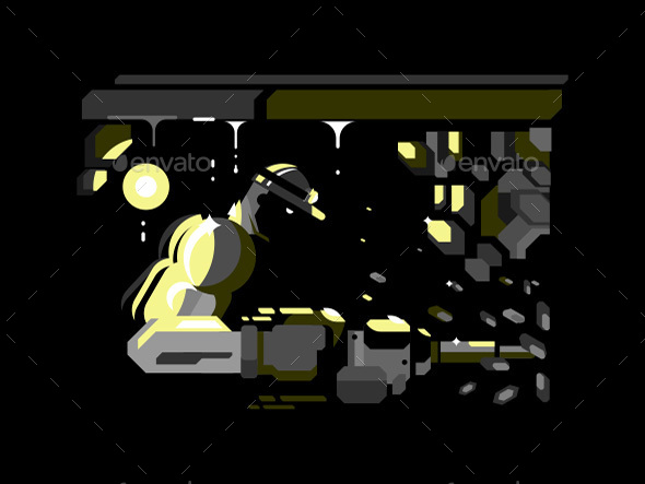 Miner Character Design Flat - People Characters