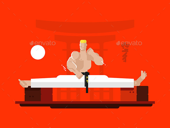 Karate Character Doing the Splits - People Characters