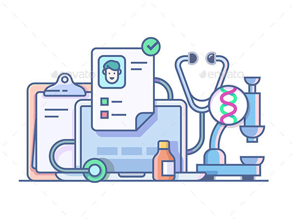 Medical Stethoscope Microscope Accessories - Health/Medicine Conceptual