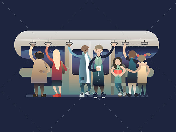 Onlookers Passengers in Trasport - People Characters