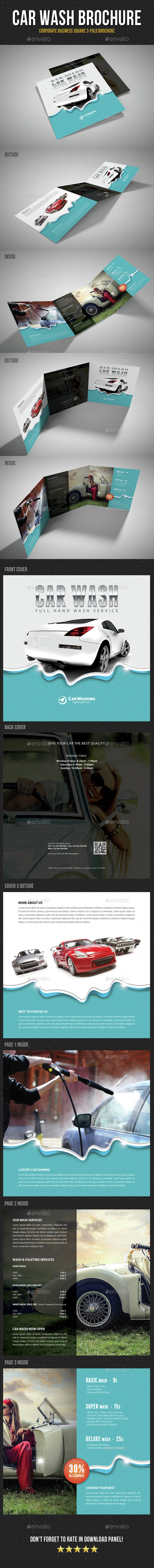Car Wash Square 3-Fold Brochure 02 - Brochures Print Templates