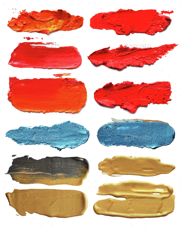 Collection of abstract acrylic brush strokes. Stock Photo by