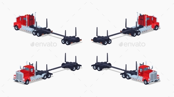Low Poly Empty Log Truck - Man-made Objects Objects