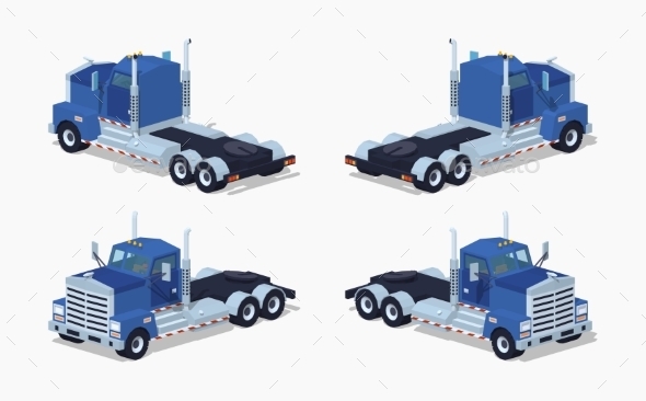 Low Poly Blue Heavy Truck - Man-made Objects Objects