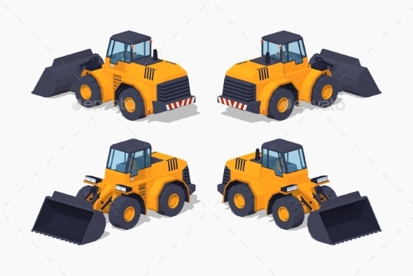 Low Poly Yellow Heavy Bulldozer - Man-made Objects Objects