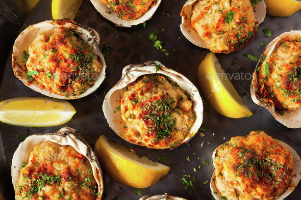 Homemade Baked Clams with Lemon Stock Photo by bhofack2 | PhotoDune