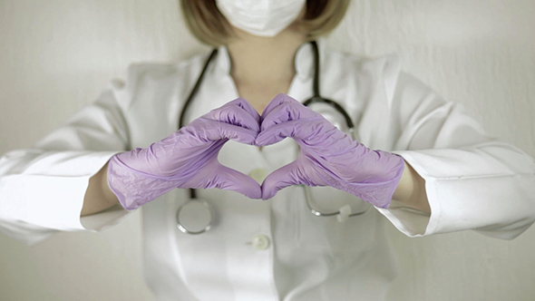 Doctor Shows the Fingers Beating Heart