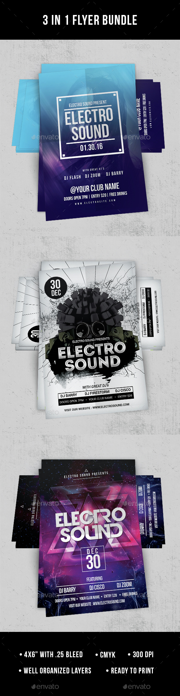 3 in 1 Flyer Bundle - Clubs & Parties Events