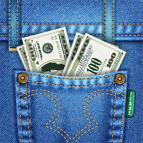 Jeans Pocket with Dollar Bills