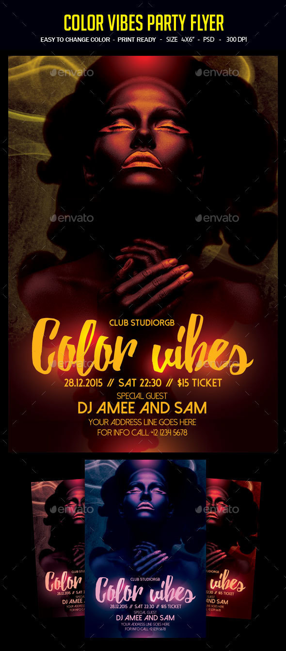 Color Vibes Party Flyer - Clubs & Parties Events