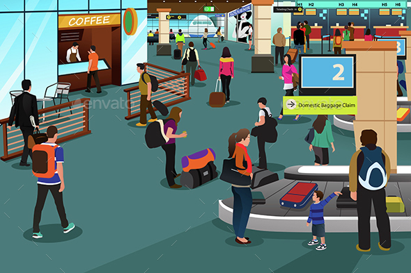 People Inside Airport Scene - Travel Conceptual
