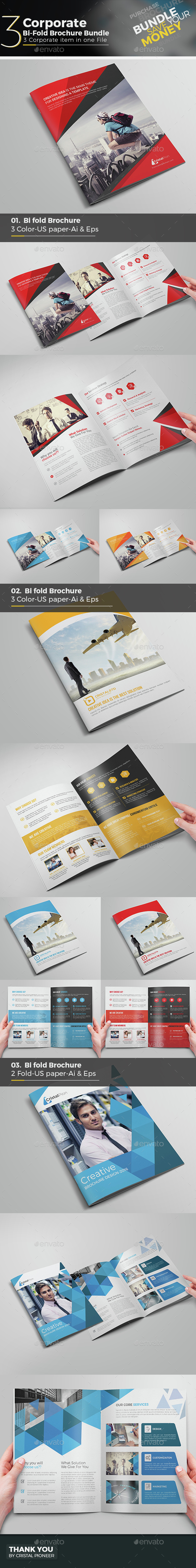 Bi Fold Brochure Bundle 3 in 1 - Corporate Brochures