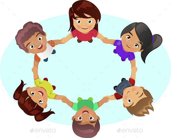 Multi-ethnic Kids Holding Hands - People Characters
