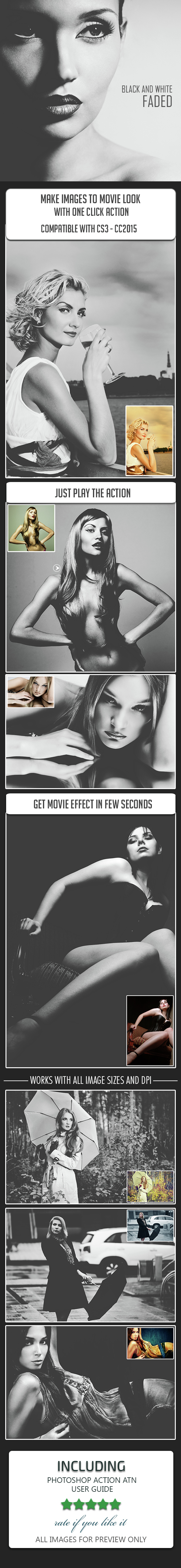 Black and White Faded Color - Photo Effects Actions