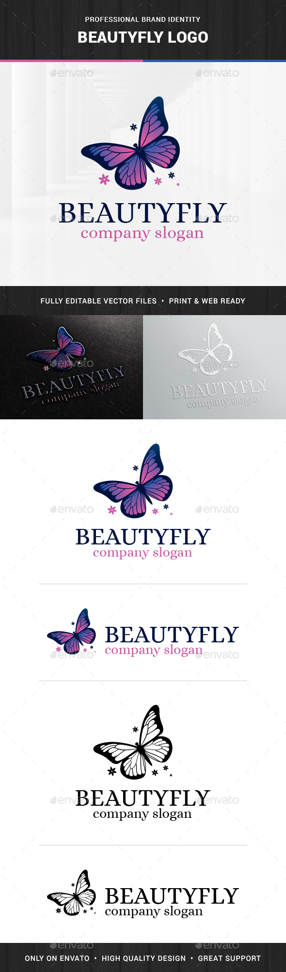 Beautyfly - Butterfly Logo Template - Animals Logo Templates