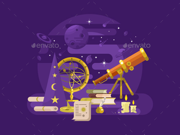Astronomy Design Retro - Objects Vectors