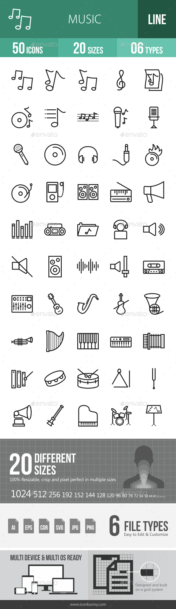 Music Line Icons - Icons