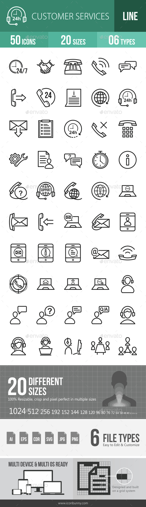 Customer Services Line Icons - Icons