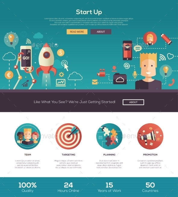 Flat Design Start Up Website Header Banner - Web Technology