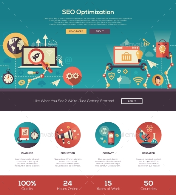 Flat Design SEO Optimization Website Header Banner - Backgrounds Business
