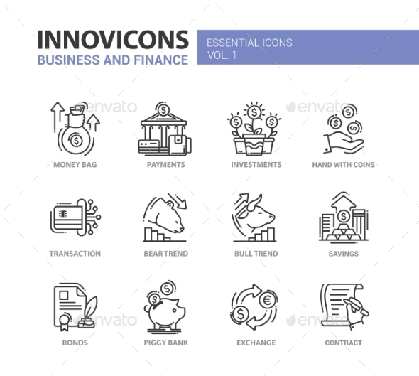 Modern Office And Business Line Flat Design Icons - Business Conceptual