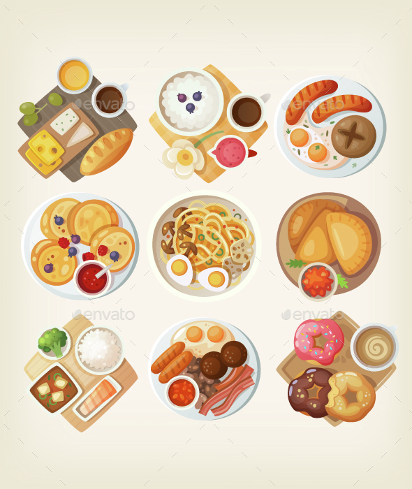 Traditional Breakfasts from All Over the World - Food Objects