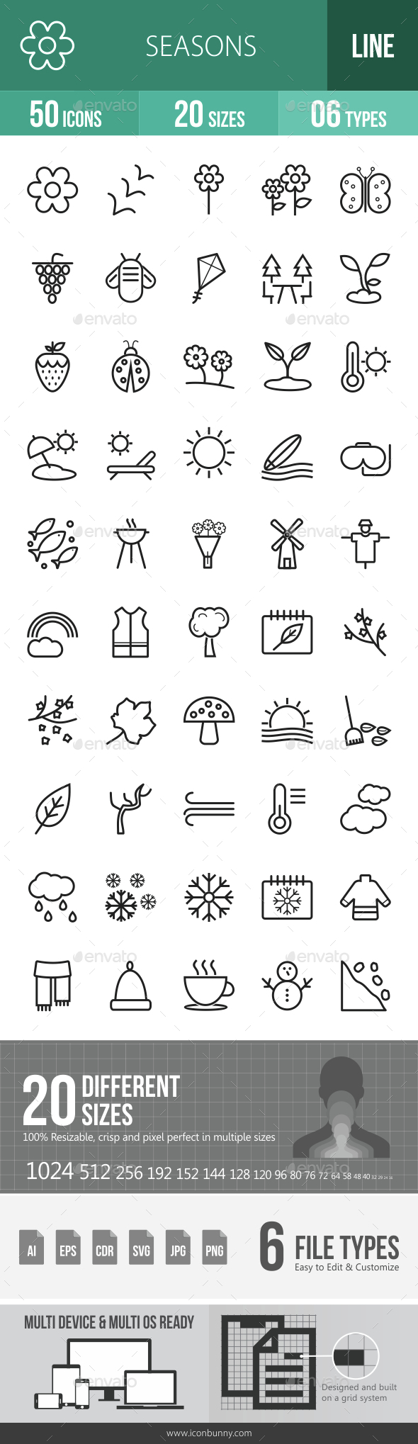 Seasons Line Icons - Icons