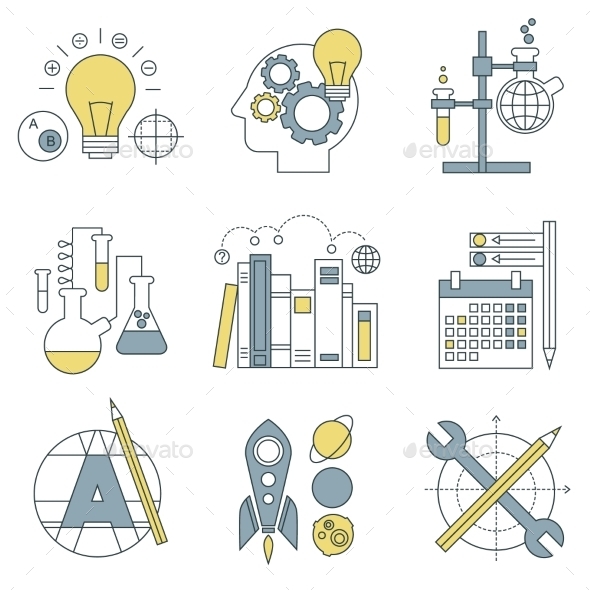 Flat Design Concept Icons On Marketing Theme. - Miscellaneous Icons