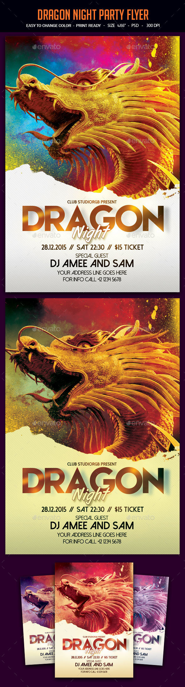 Dragon Night Party Flyer - Clubs & Parties Events
