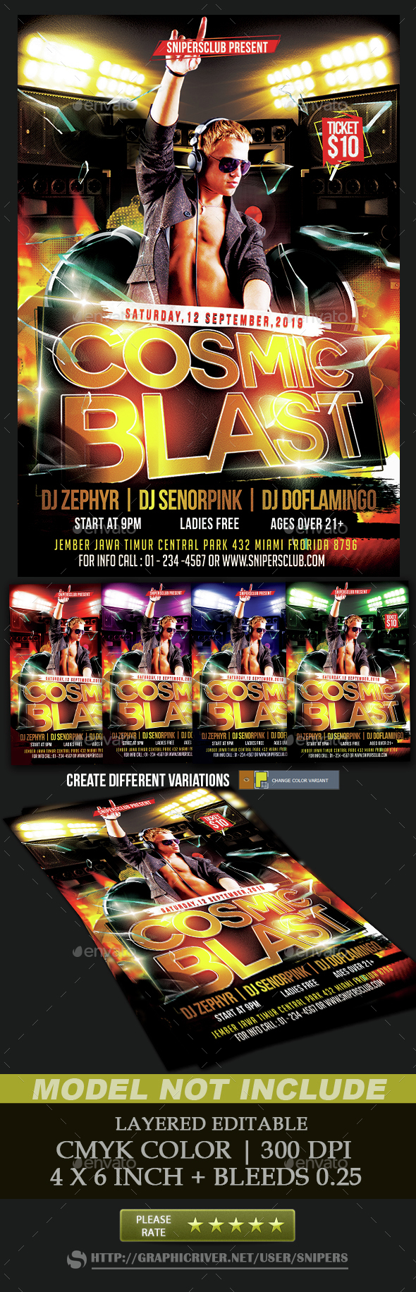 Cosmic Blast Party Flyer - Events Flyers