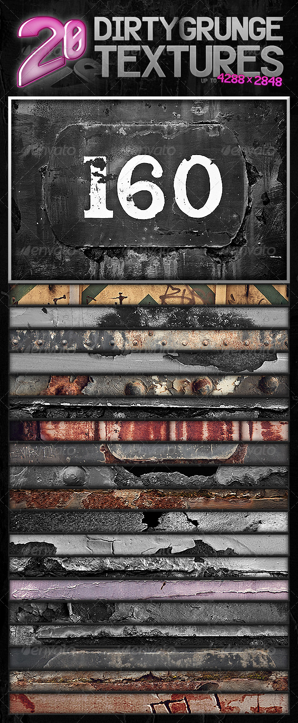 20 Dirty Grunge Textures - Industrial / Grunge Textures