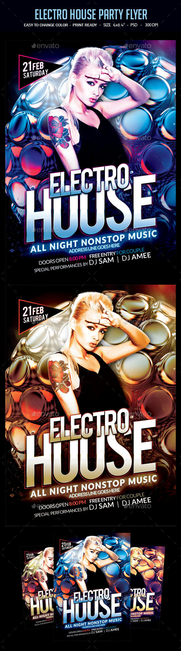 Electro House Party Flyer - Clubs & Parties Events