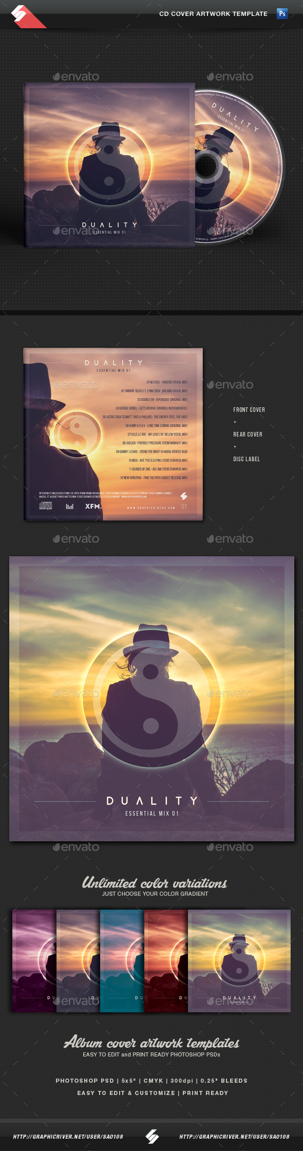Duality - Essential Mix CD Cover Template - CD & DVD Artwork Print Templates