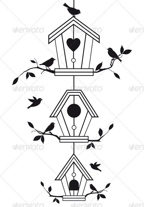 Birdhouses With Tree Branches - Man-made Objects Objects