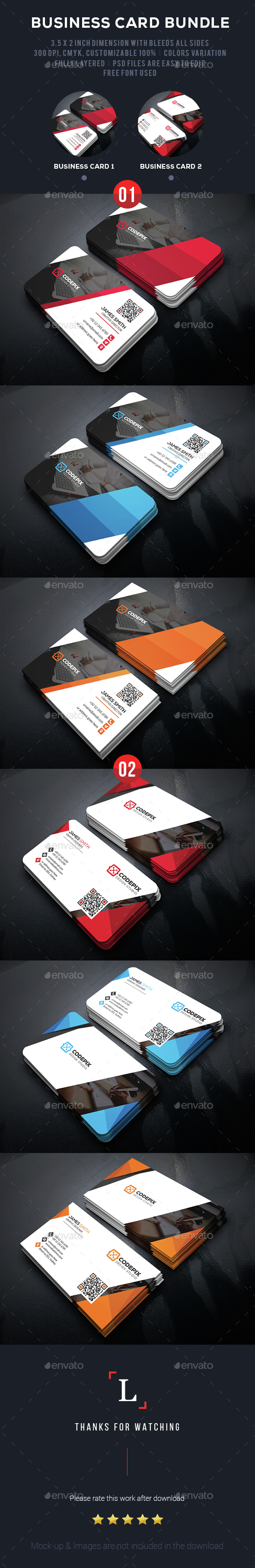 Shade Corporate Business Card Bundle - Business Cards Print Templates