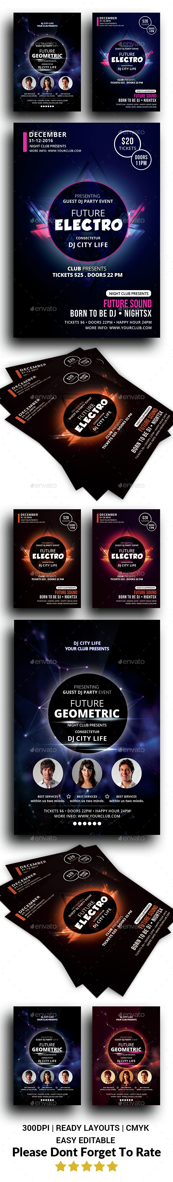 Minimal Geometric Flyers Bundle - Clubs & Parties Events
