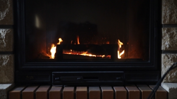 Burning Fireplace At Home alt