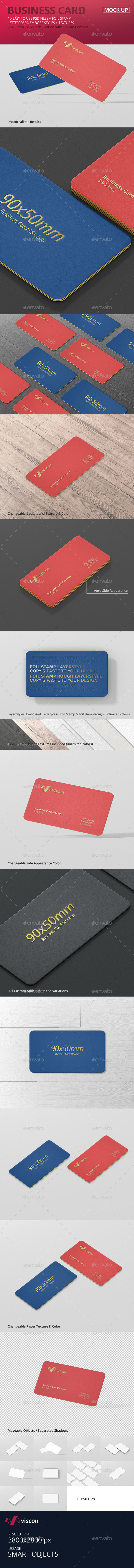Business Card Mockup Round Corner - Business Cards Print