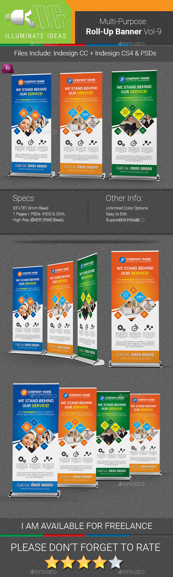 Multipurpose Business Roll-Up Banner Vol-09 - Signage Print Templates