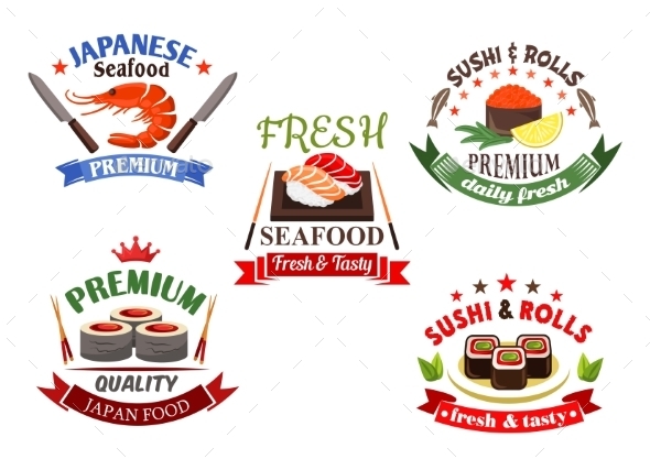Sushi And Seafood Menu Elements - Food Objects