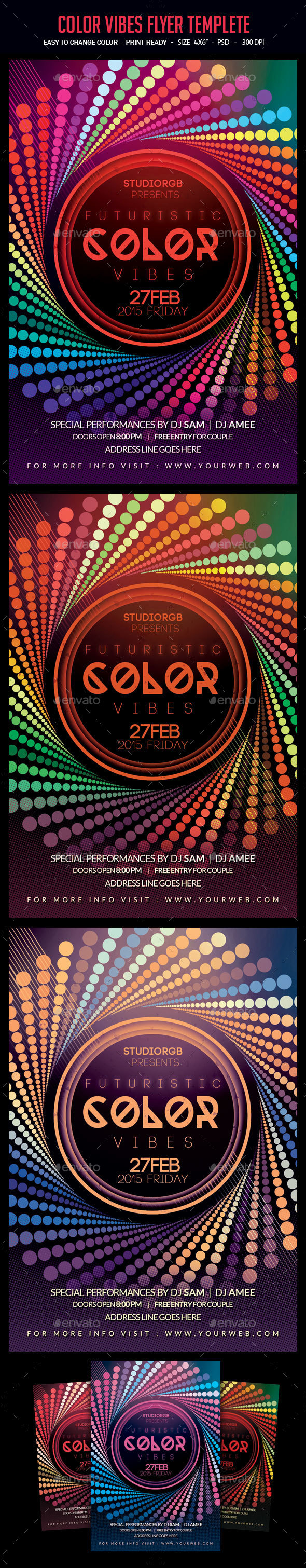 Color Vibes Flyer Template - Clubs & Parties Events