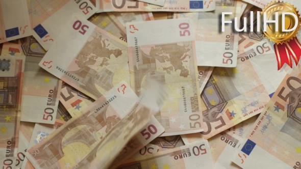 4k Euro Money. Euro Banknotes Falling Down