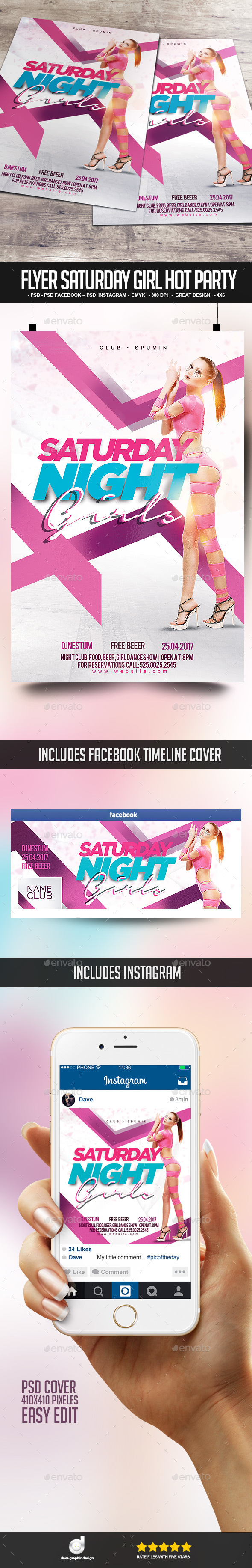 Flyer Saturday Girl Hot Party - Clubs & Parties Events