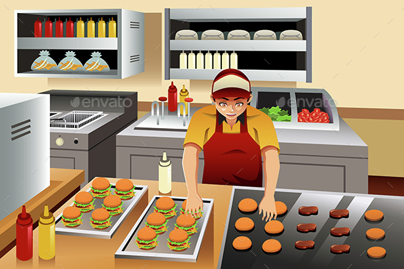 Man Cooking Burgers - People Characters