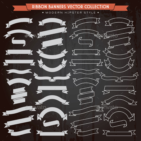 Ribbons Banners Modern Hipster Style - Flourishes / Swirls Decorative