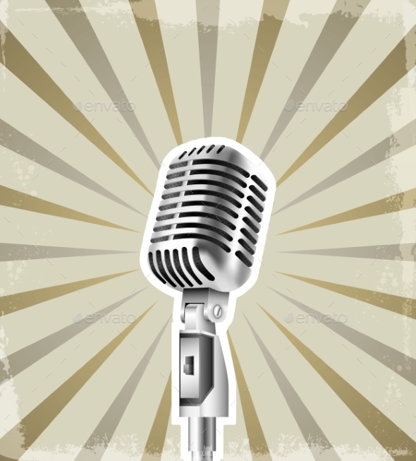 Microphone Retro Background - Backgrounds Decorative