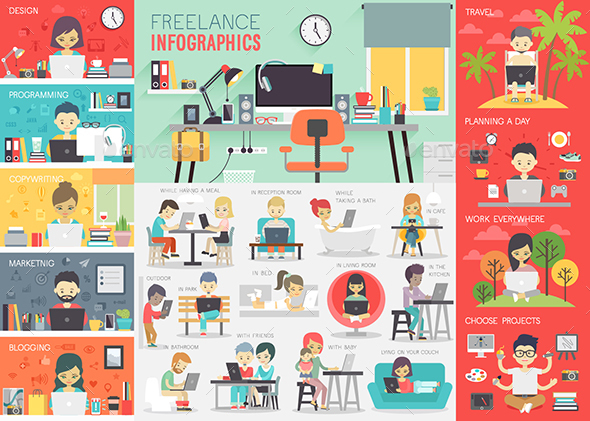 Freelance Infographic Set - People Characters