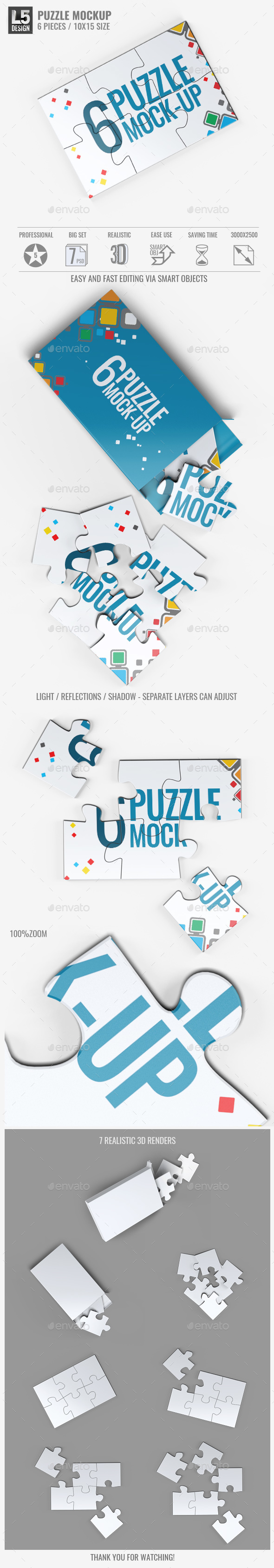 Download Puzzle 6 Pieces Mock-Up by L5Design | GraphicRiver