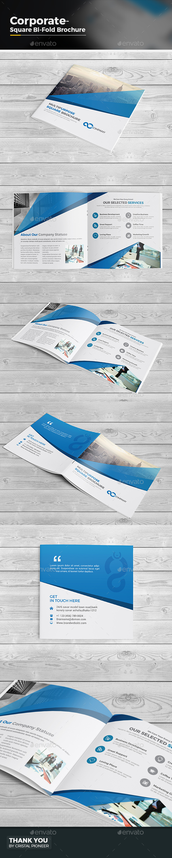 Square Bi Fold Brochure- Multipurpose - Corporate Brochures