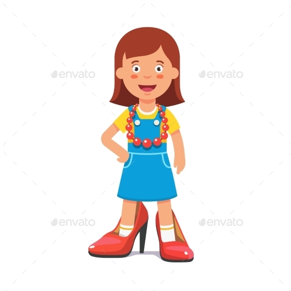 Small Girl Pretending She's a Grown Up Lady - People Characters